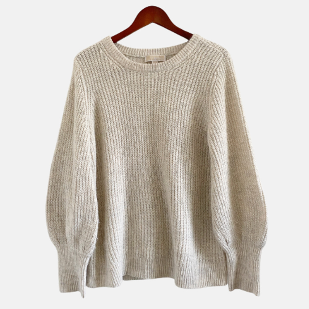 Michael Kors Cream Ballon Sleeve Sweater Women's Large
